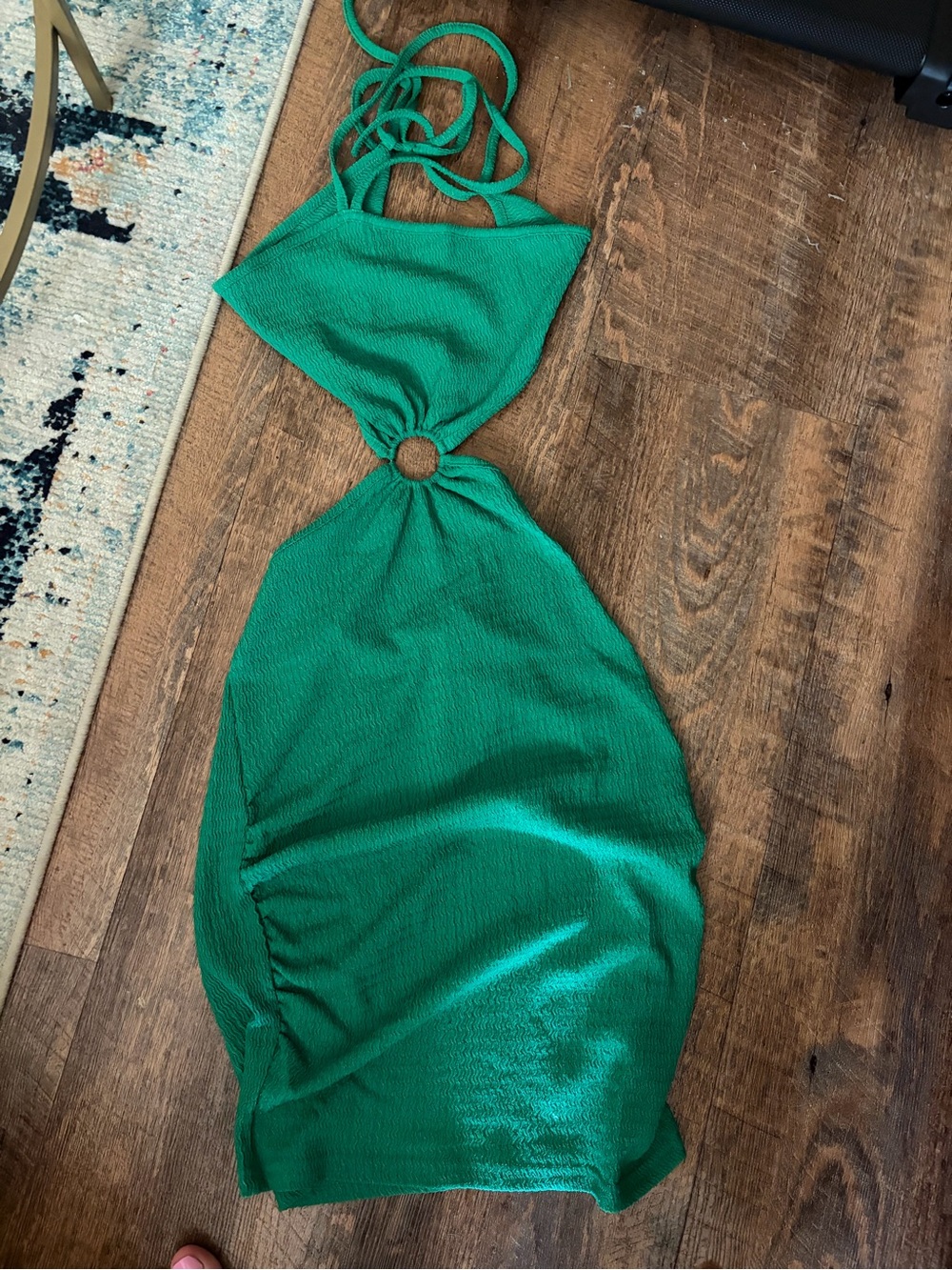 Green Halter Cutout Dress with Ring Detail - Brand